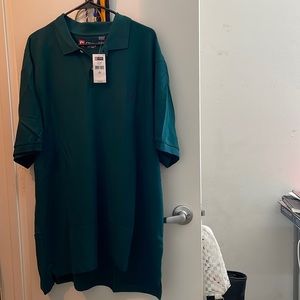 Mens Chaps collared shirt in dark emerald green. Size: XXL